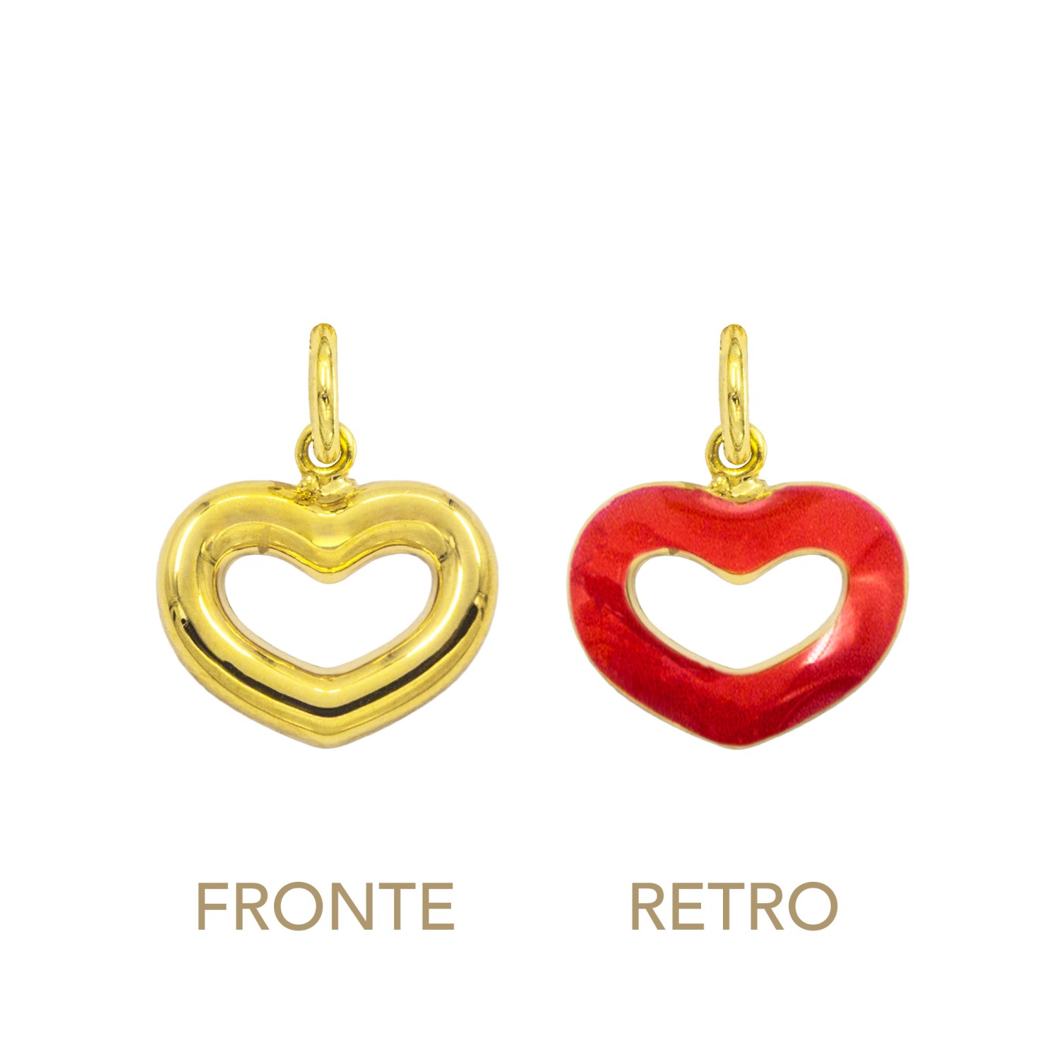 Charm Cuore in Oro 9 Kt e Smalto Rosso  Ref. A0119G9 - FACCO
