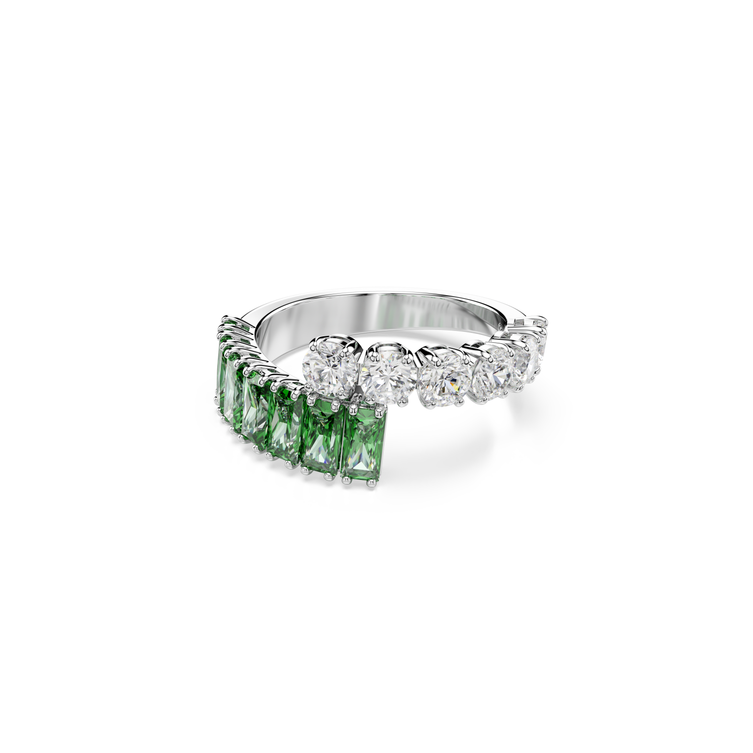 Swarovski - Anello Matrix, Taglio misto, Verde, Placcato rodio Ref. 5722457 - SWAROVSKI