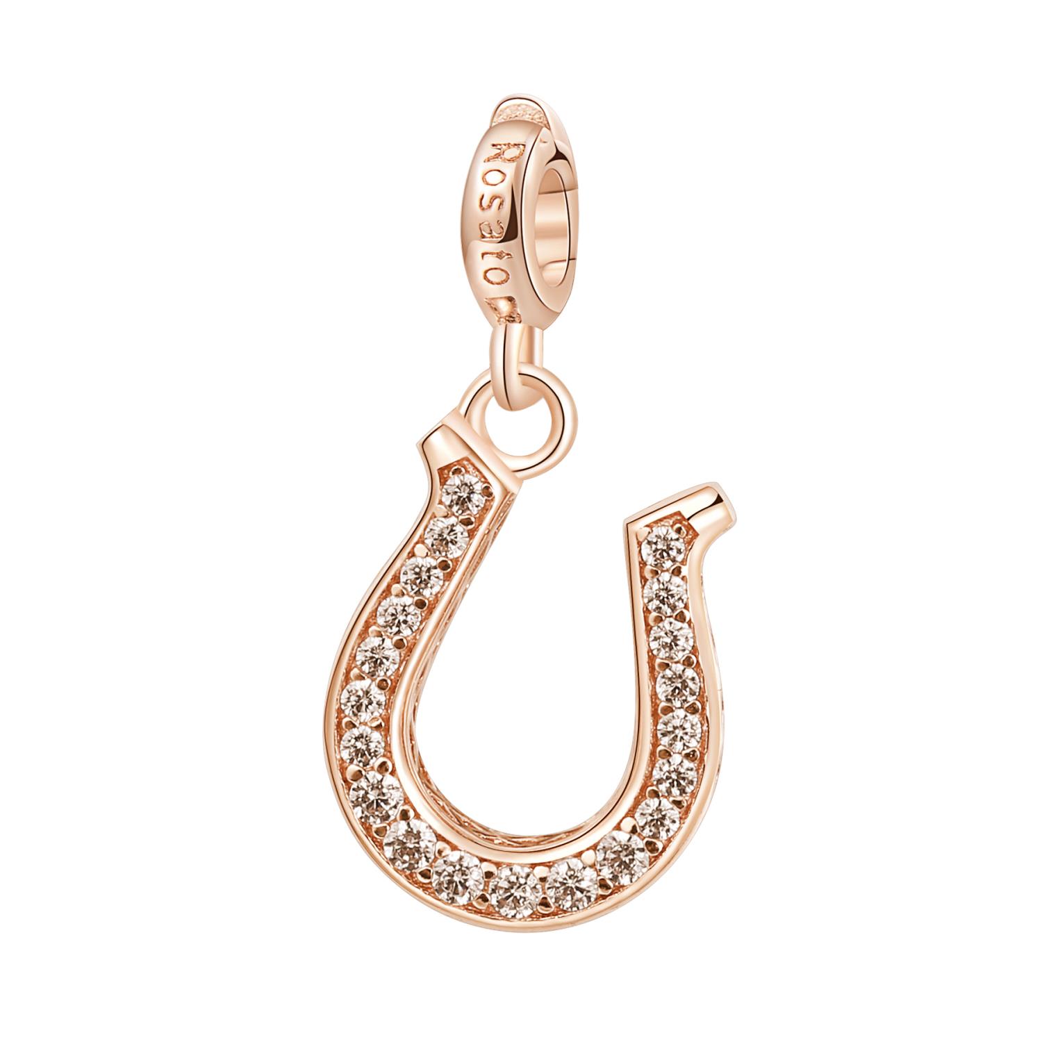 Rosato - Charm STORIE argento 925/1000 galvanica rosa ferro di cavallo Ref. RZ013 - ROSATO