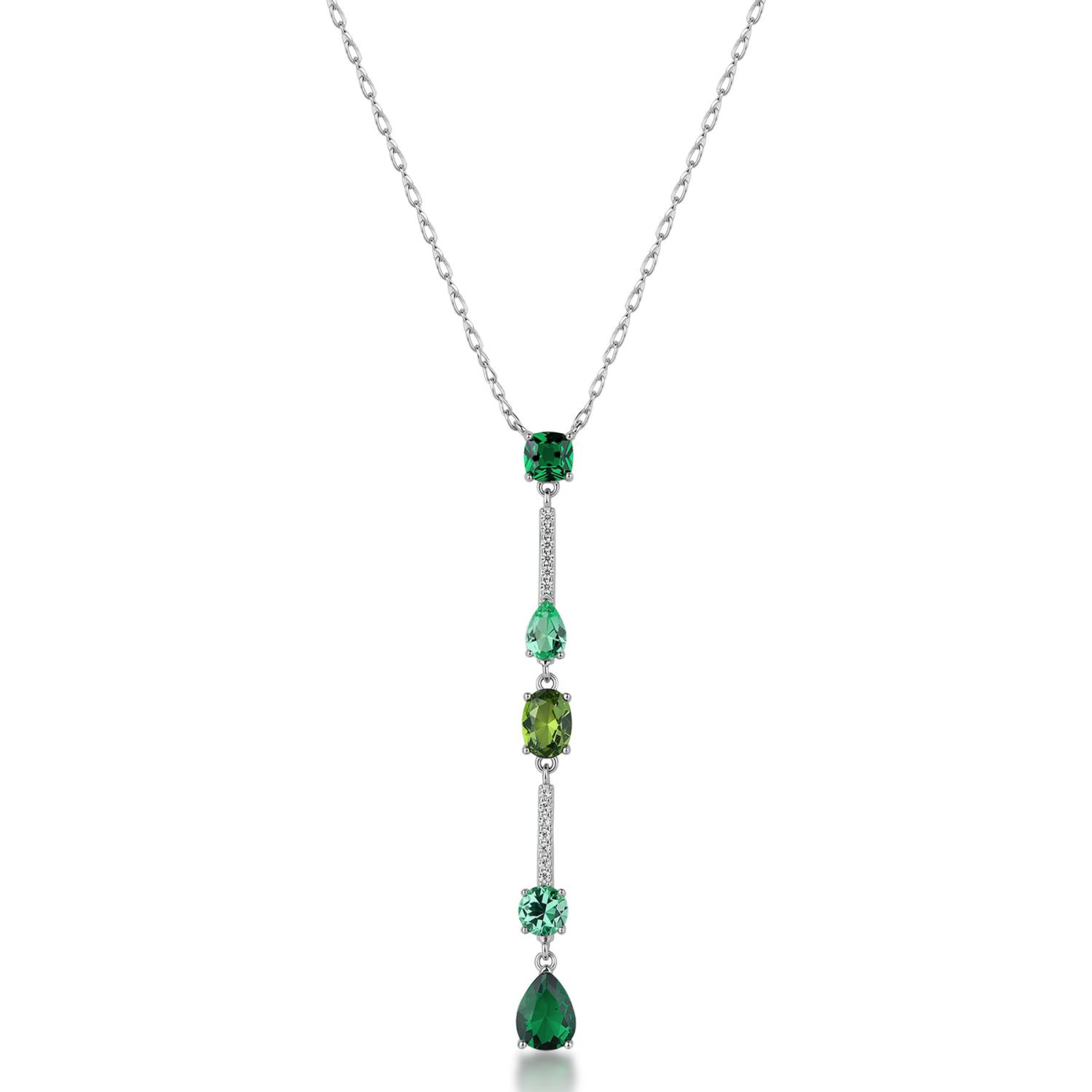 Brosway - Collana FANCY in argento 925/1000 rodiato, con cubic zirconia emerald, peridot e white Ref. FLG150 - BROSWAY