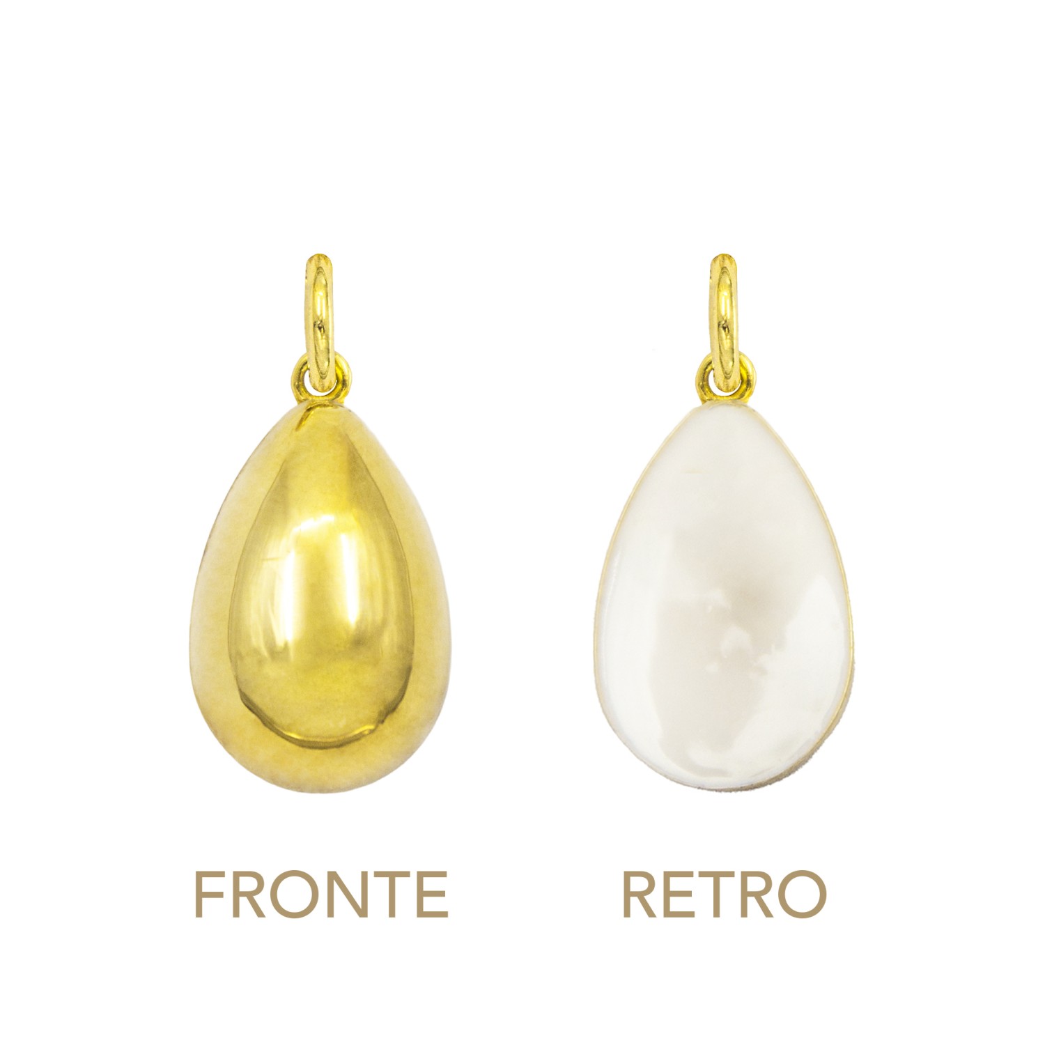 Charm Goccia in Oro 9 Kt e Smalto Bianco  Ref. A0363G9 - FACCO