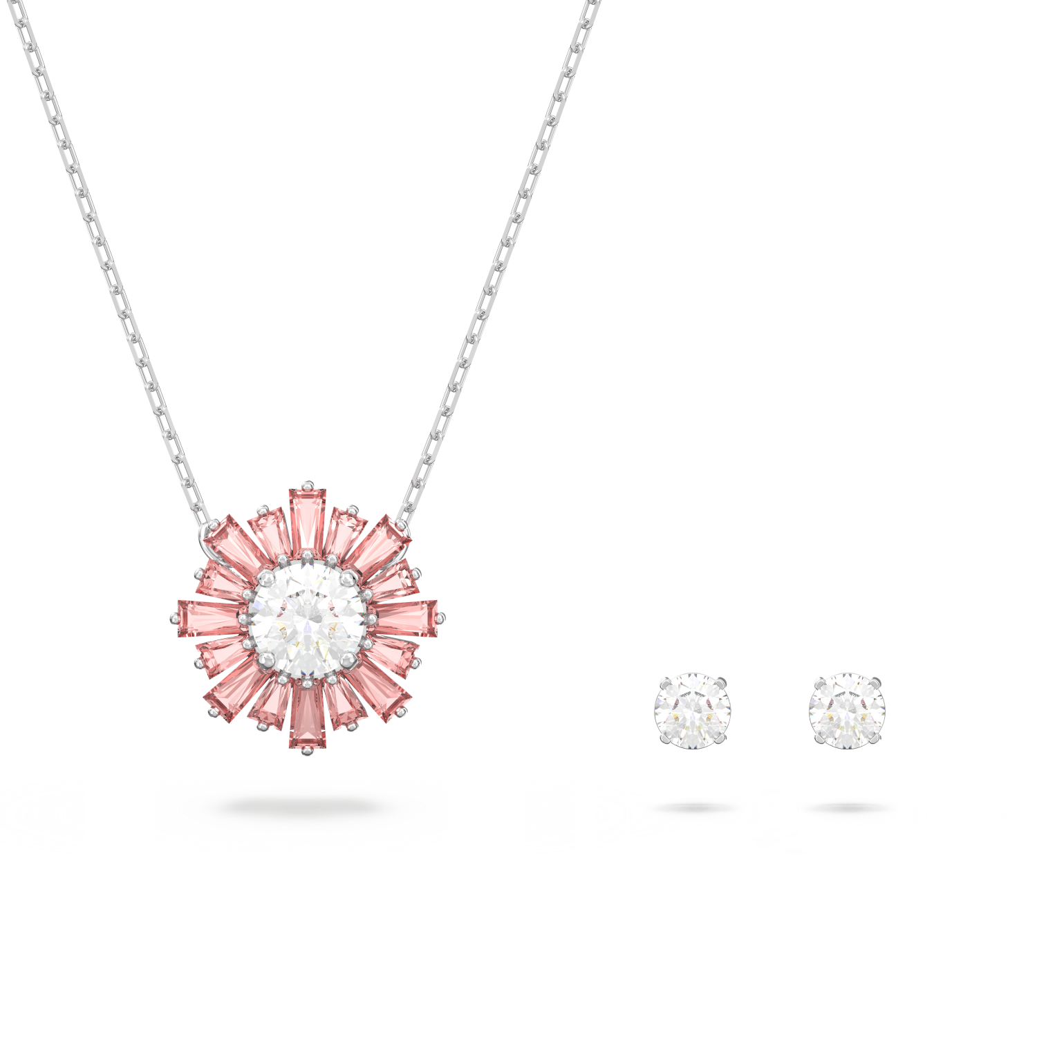 Swarovski - Set Sunshine, Taglio misto, Sole, Rosa, Placcato rodio Ref. 5642974 - SWAROVSKI