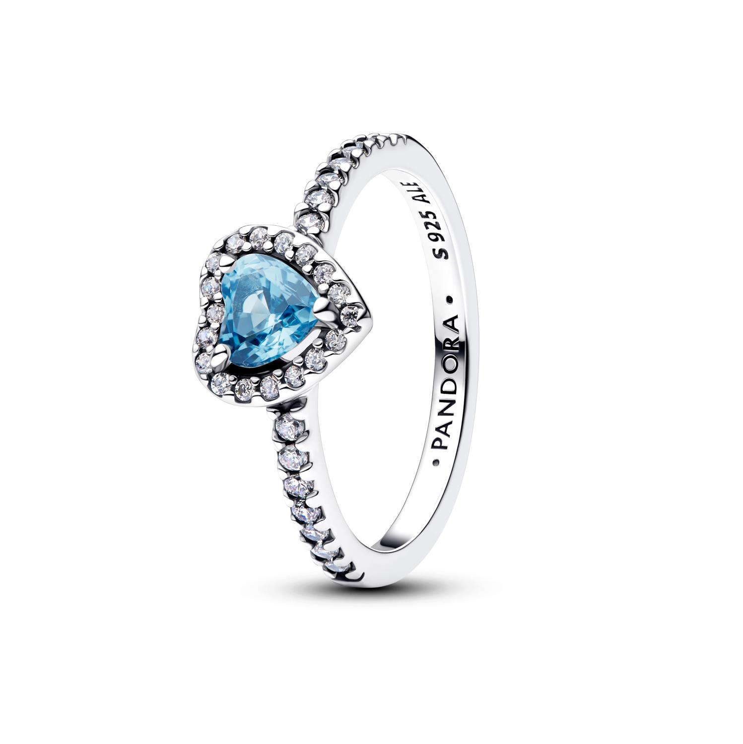 Pandora - Anello Cuore in Rilievo Azzurro Ref. 198421C10-48 - PANDORA