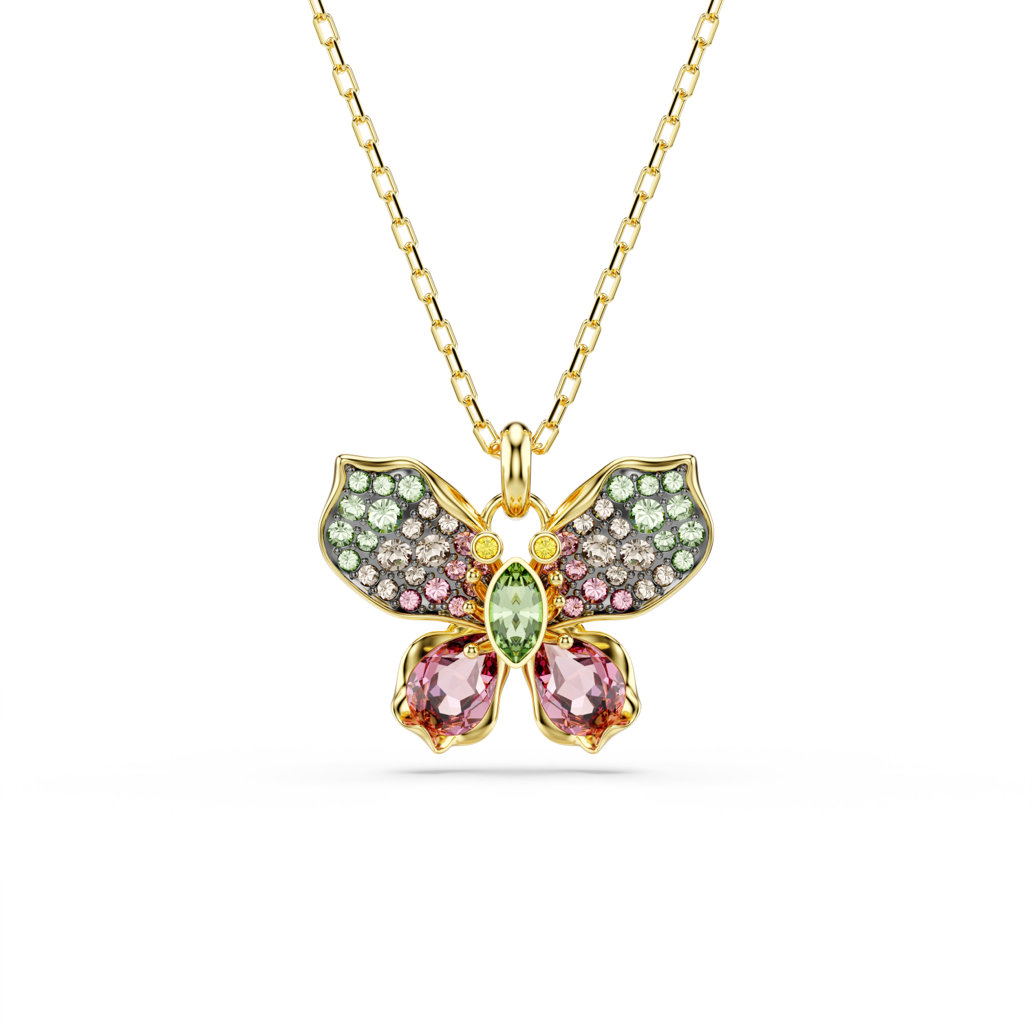 Swarovski - Pendente Idyllia, Taglio misto, Pavé, Farfalla, Multicolore, Placcato color oro Ref. 5709950 - SWAROVSKI