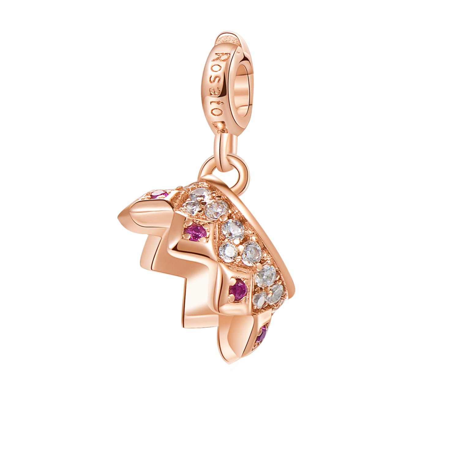 Rosato - Charm STORIE arg 925/1000 galvanica rosa corona Ref. RZ050 - ROSATO