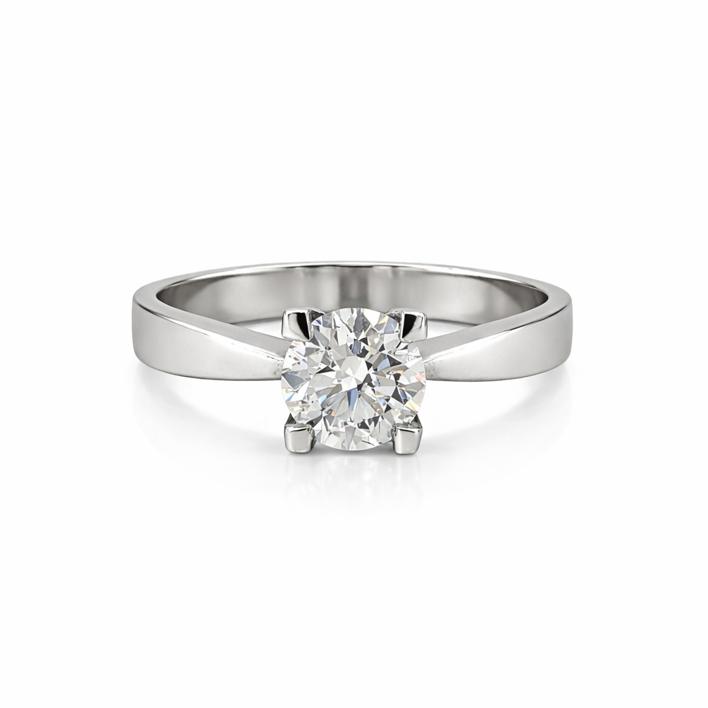 Anello solitario 4 punte in Oro bianco con Diamante - FIDELA