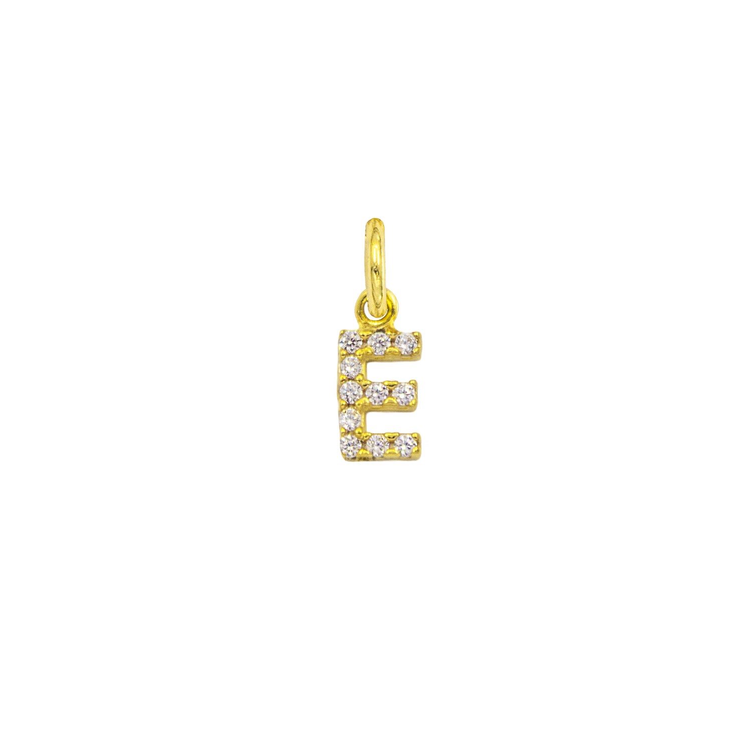 Charm Lettera E in Oro 9 Kt e Zirconi  Ref. A0535G9 - FACCO