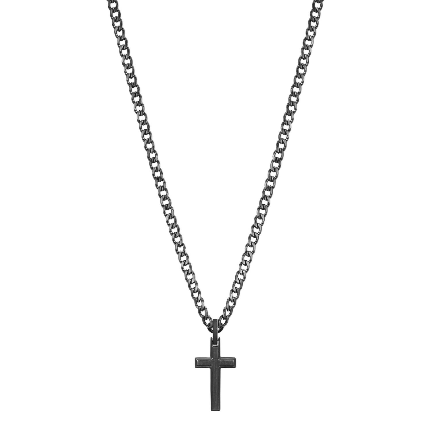 Brosway - Collana INK in acciaio, pvd gun, pendente croce. Ref. BIK20 - BROSWAY