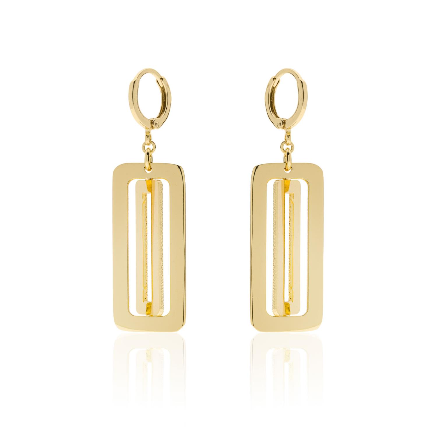 UNOAERRE - Orecchini pendenti dorati con rettangoli Dinamica Ref. 2458 - UNOAERRE