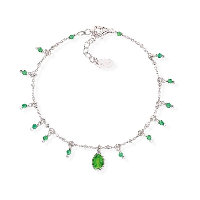 Bracciale Amen - Miracolosa in smalto verde e cristalli Ref. BRMSBV1 - AMEN