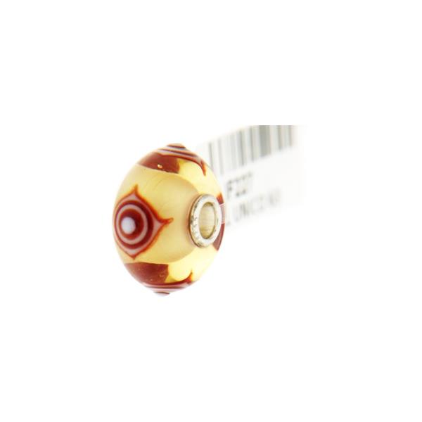 Trollbeads Unico in Vetro - OOAK Original Trollbeads  Giallo con rombo rosso Rif. UNICO 63 - TROLLBEADS
