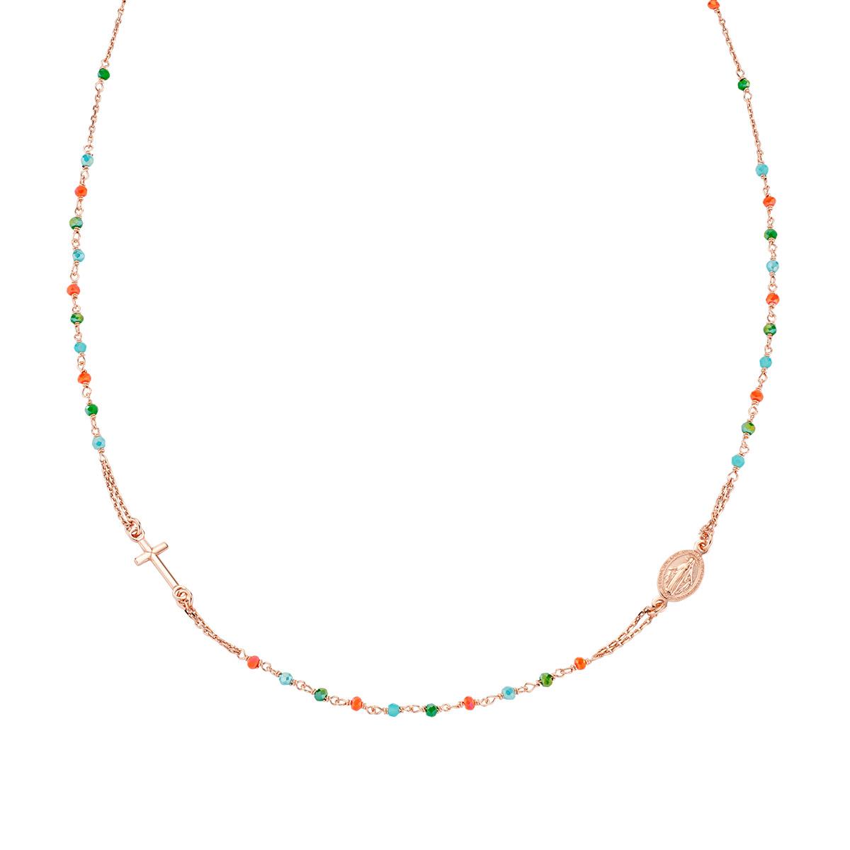 Rosario Girocollo Cristalli Multicolor - Amen Collection Ref. CRO10RCVT3 - AMEN