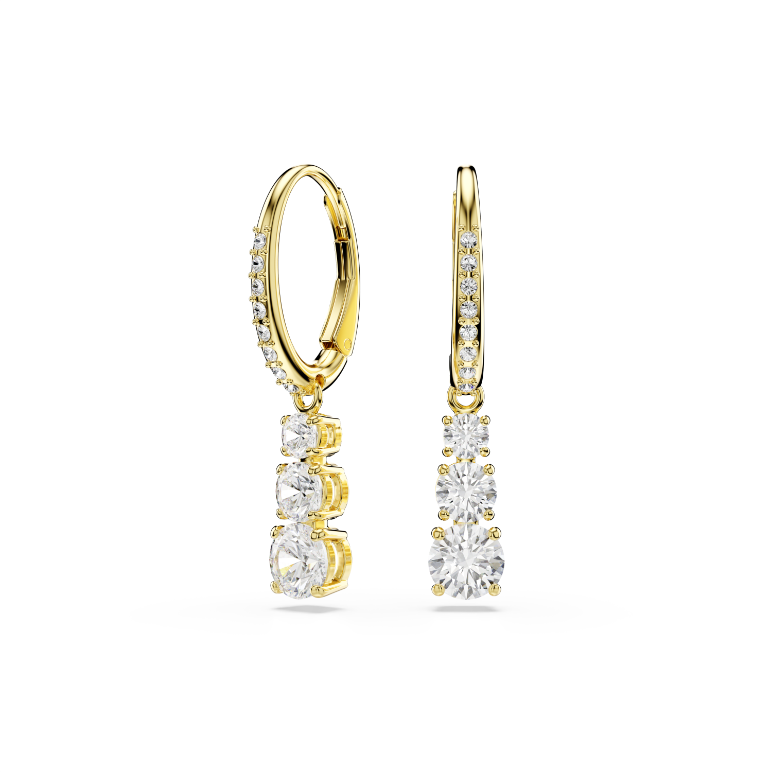 Swarovski - Orecchini a cerchio Stilla Attract, Taglio Round, Bianchi, Placcato color oro Ref. 5723300 - SWAROVSKI