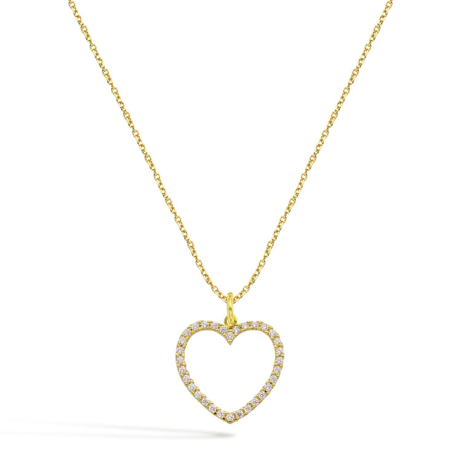 Collana Cuore in Oro 9 Kt e Zirconi  Ref. C0243G9 - FACCO