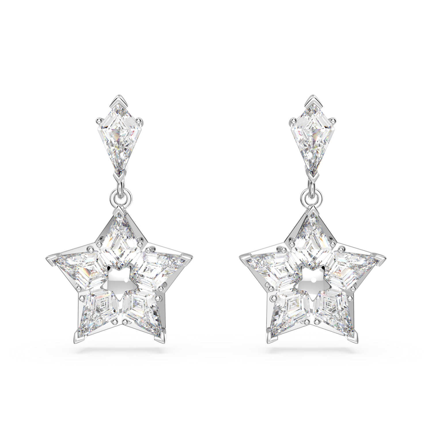 Swarovski - Orecchini pendenti Stella, Taglio Kite, Stella, Bianchi, Placcato rodio Ref. 5652002 - SWAROVSKI