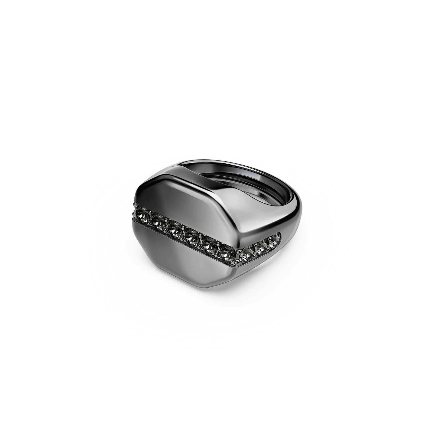 Swarovski - Anello Dextera, Forma ottagonale, Taglio Round, Nero, Placcato rutenio Ref. 5732868 - SWAROVSKI