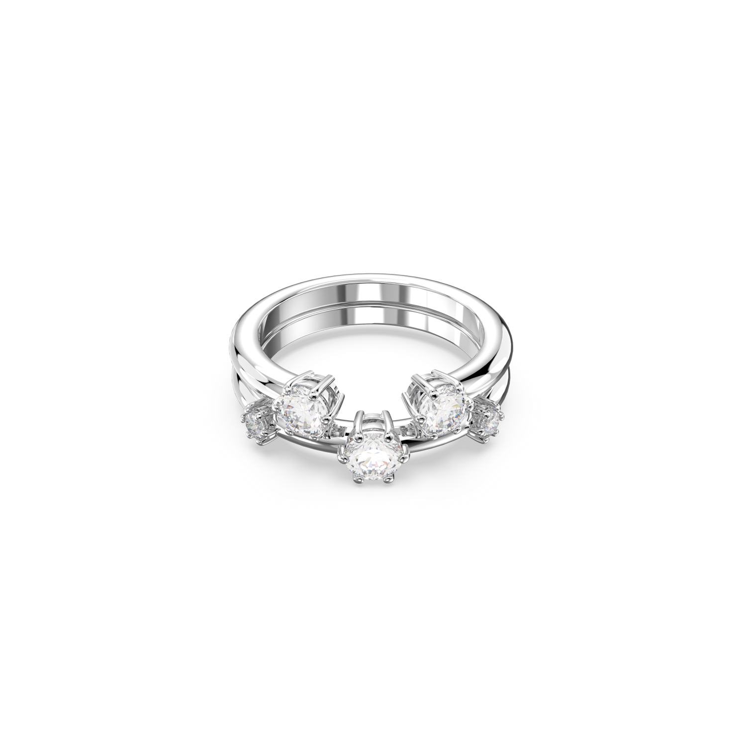 Swarovski - Anello Constella, Set (2), Taglio rotondo, Bianco, Placcato rodio Ref. 5640961 - SWAROVSKI