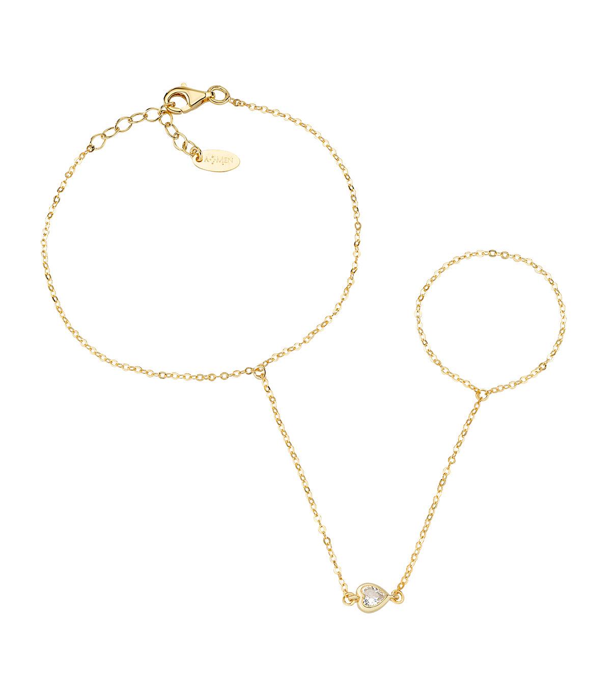 Baciamano Dorato e Zircone Bianco - Amen Collection Ref. BAMAGBZ1 - AMEN