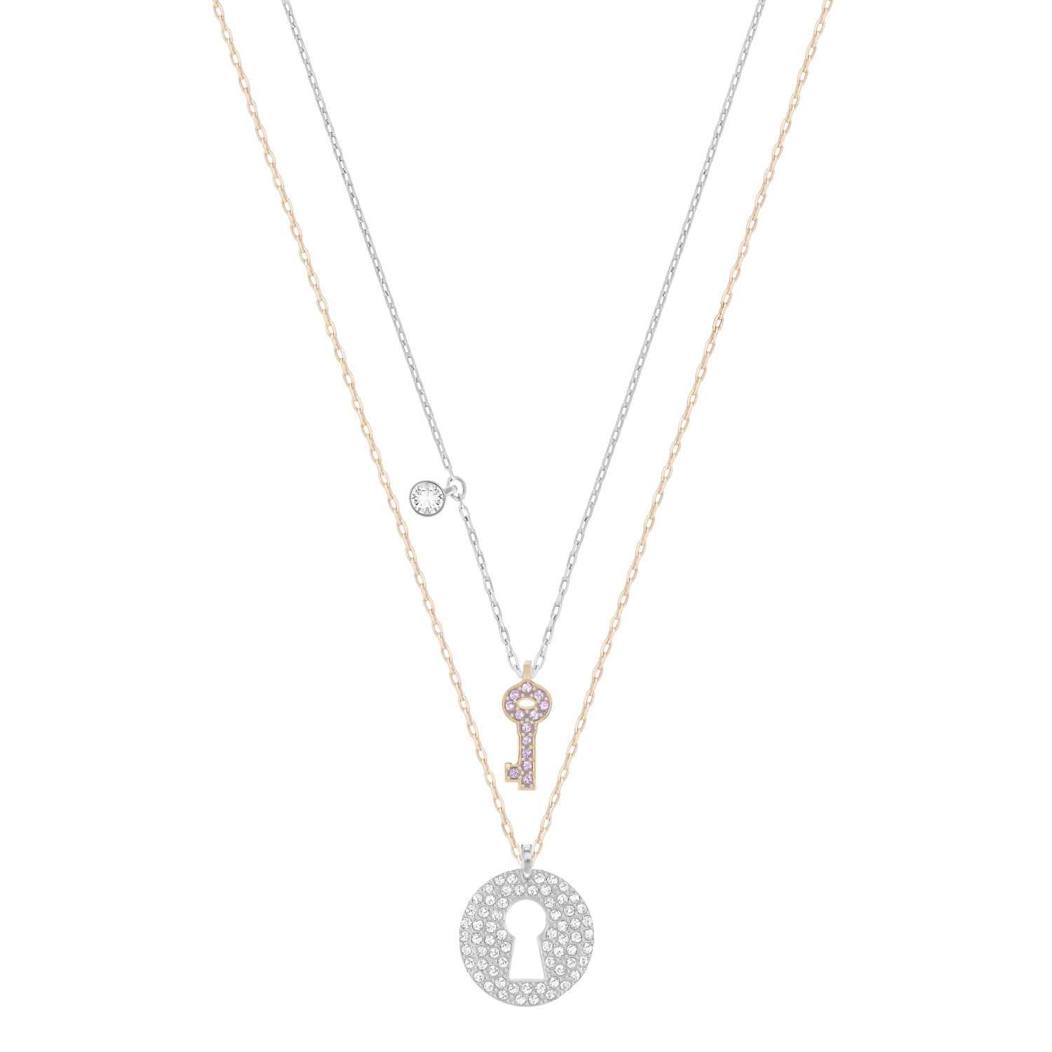 Swarovski - Set di pendenti Crystal Wishes Key, rosa, placcatura mista Ref. 5272240 - SWAROVSKI