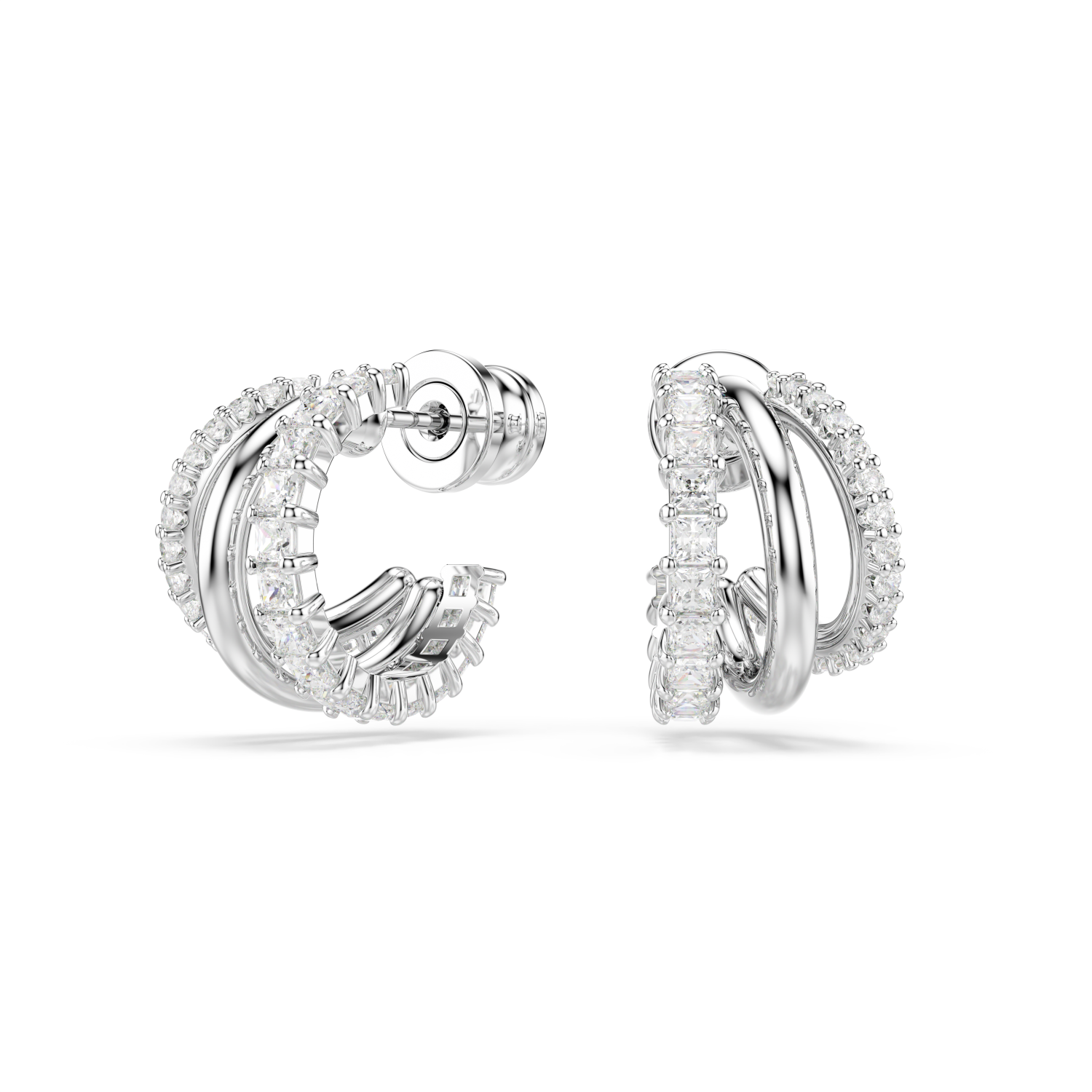 Swarovski - Orecchini a cerchio Hyperbola, Taglio Round, Mini, Bianchi, Placcato rodio Ref. 5737110 - SWAROVSKI