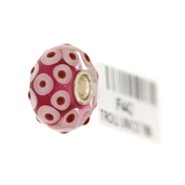 Trollbeads Unico in Vetro - OOAK Original Trollbeads Rosa con pois  Rif. UNICO 78B - TROLLBEADS