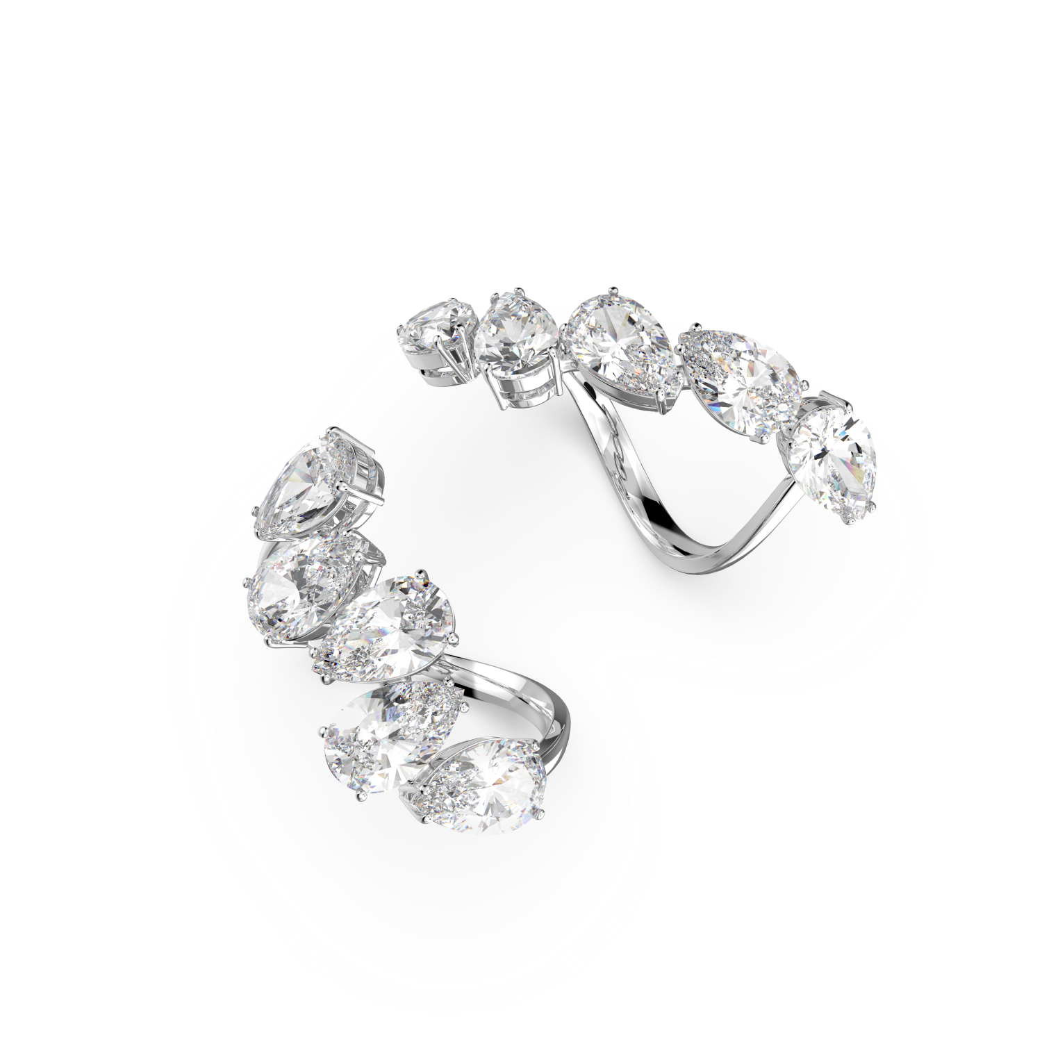 Swarovski - Anello Millenia, Set (2), Taglio Pear, Bianco, Placcato rodio Ref. 5601569 - SWAROVSKI