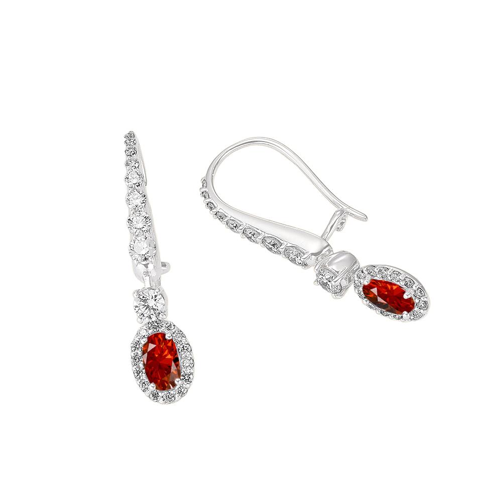 Orecchini in Oro Bianco con Rubini e Diamanti naturali Ref. OR-3024-R - GIOIELLERIA ITALIANA