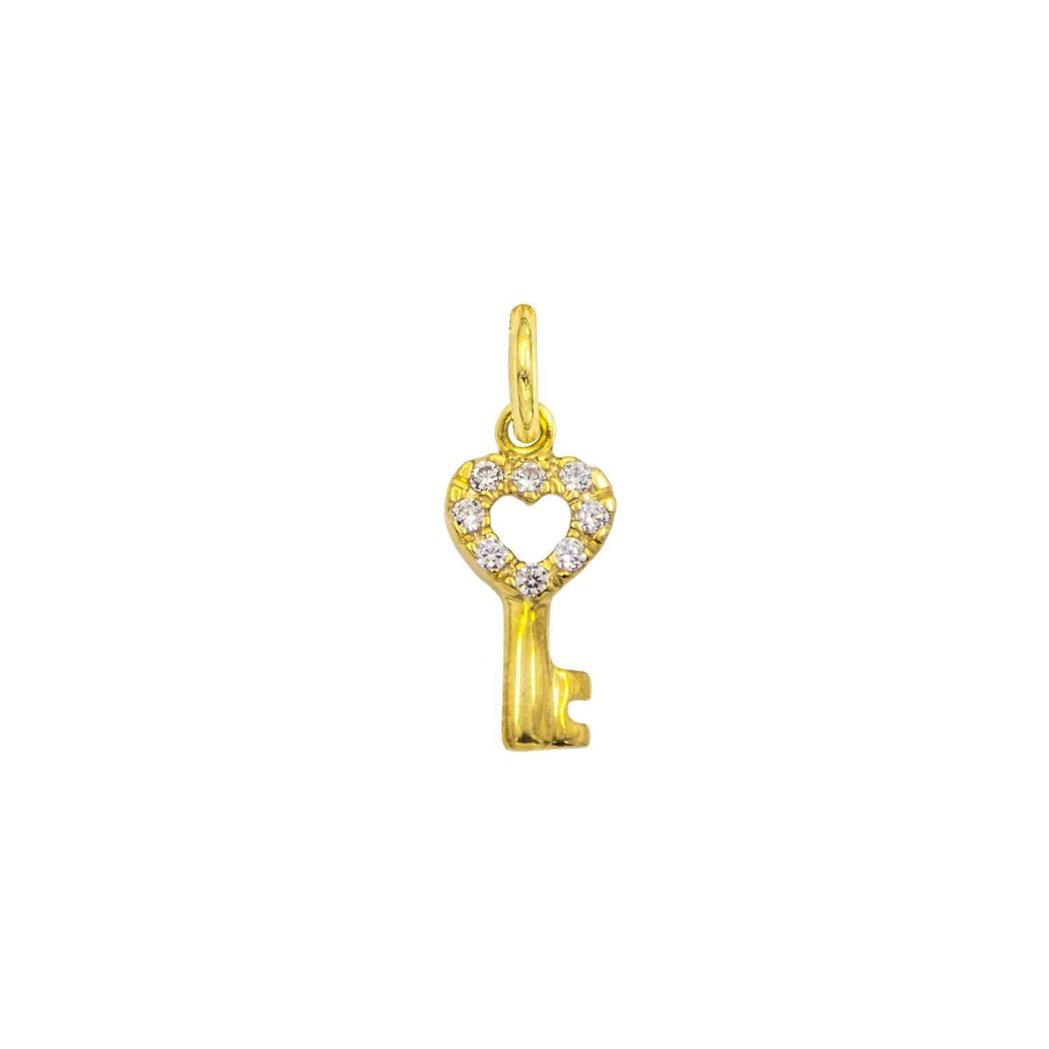 Charm Chiave in Oro 9 Kt e Zirconi  Ref. A0106G9 - FACCO