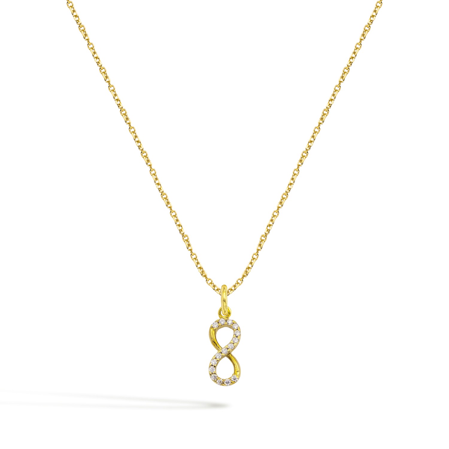 Collana Infinito in Oro 9 Kt e Zirconi  Ref. C0295G9 - FACCO