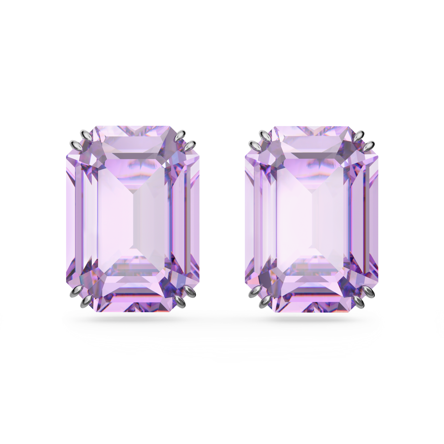Swarovski - Orecchini a lobo Millenia, Taglio ottagonale, Viola, Placcato rodio Ref. 5638493 - SWAROVSKI