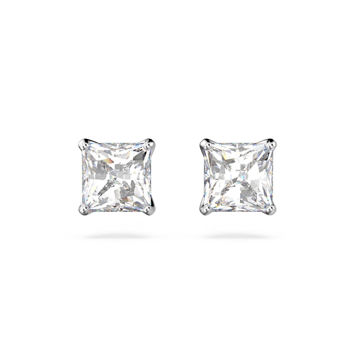 Swarovski - Orecchini a lobo Attract, Taglio squadrato, Piccoli, Bianchi, Placcato rodio Ref. 5509936 - SWAROVSKI