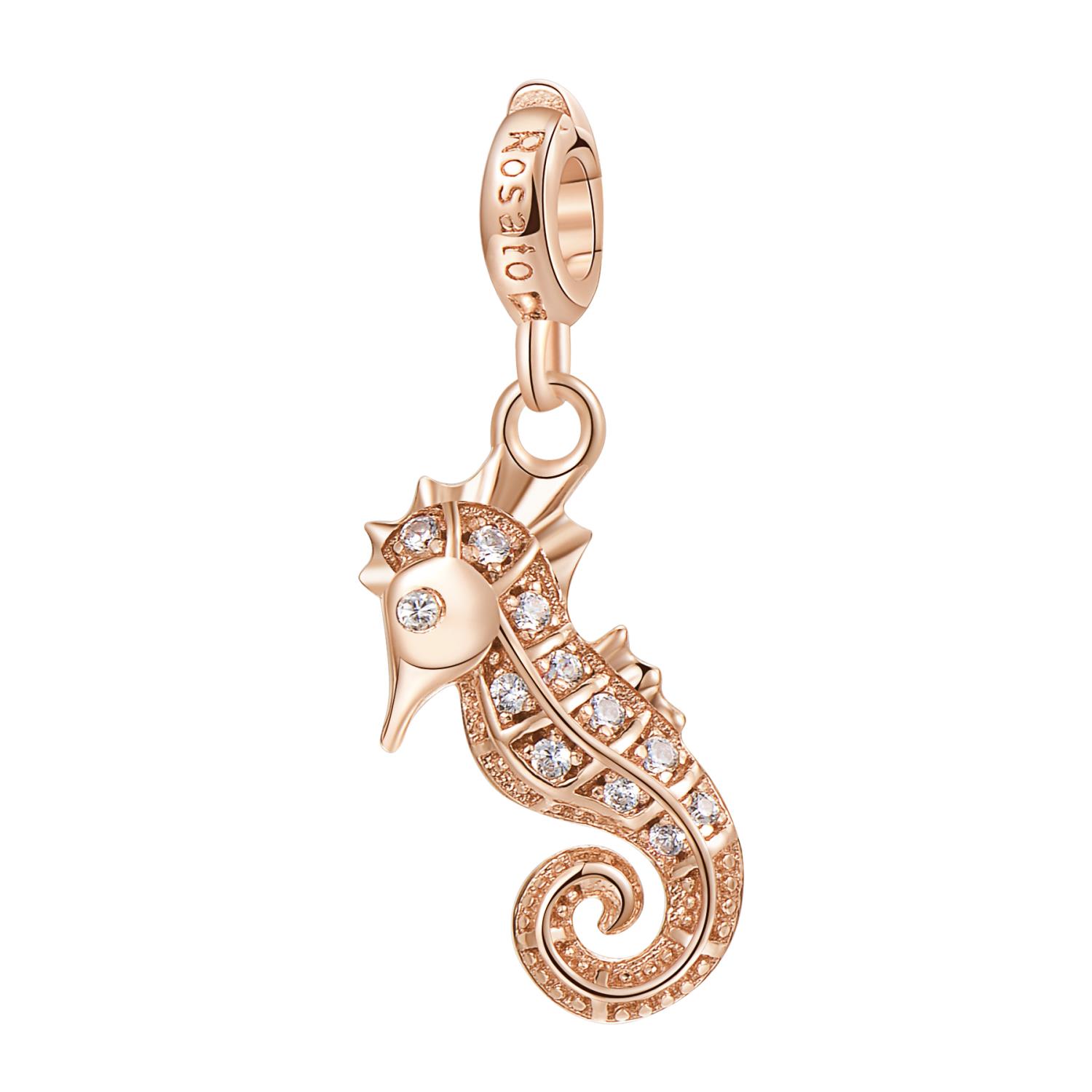 Rosato - Charm STORIE argento 925/1000 galvanica rosa cavalluccio marino Ref. RZ042 - ROSATO