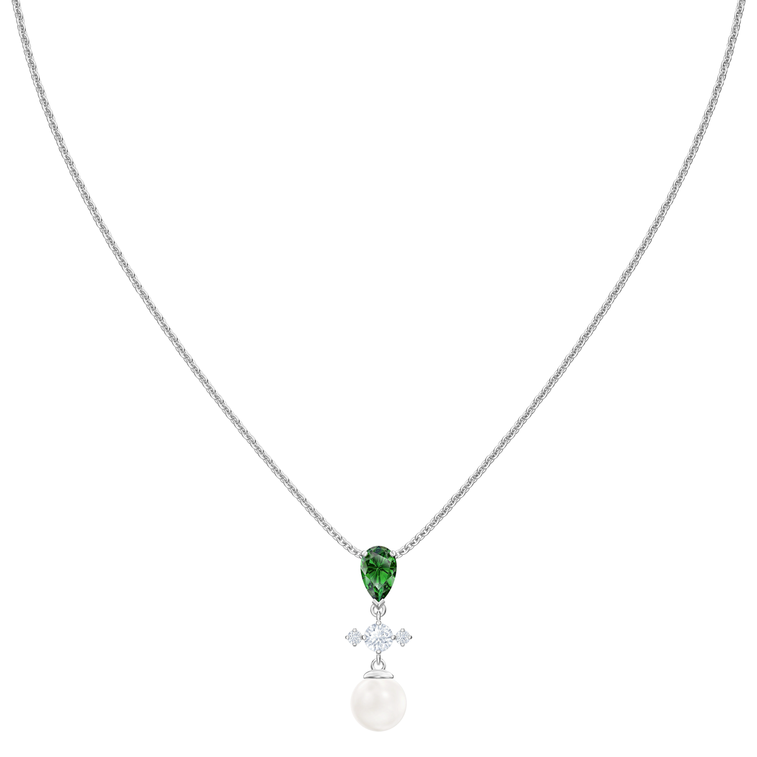 Swarovski - Collana Perfection, verde, Placcatura rodio Ref. 5493103 - SWAROVSKI