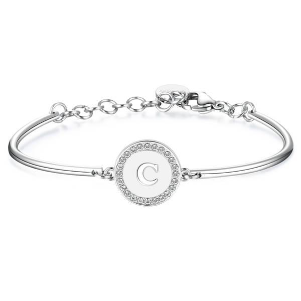 Bracciale CHAKRA in acciaio lettera C - BROSWAY
