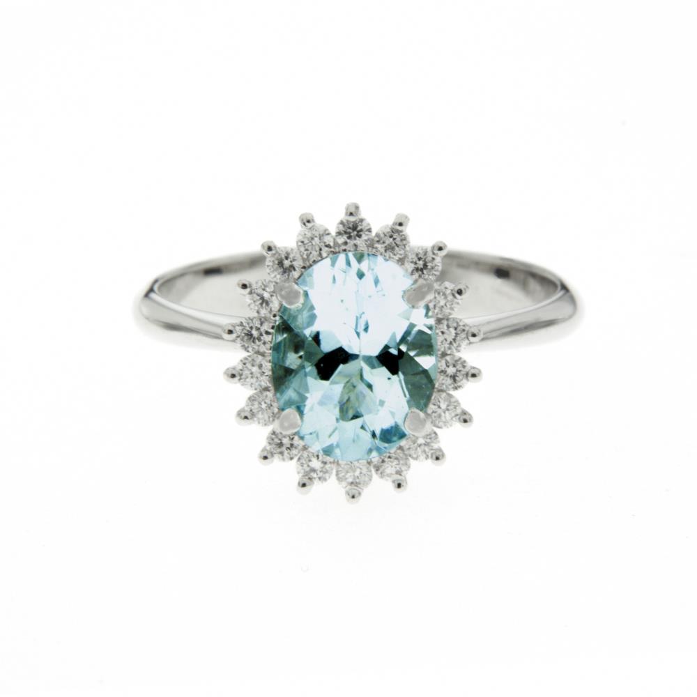 Anello  Acquamarina e Diamanti Mis. 14 - BARTOCCINI C