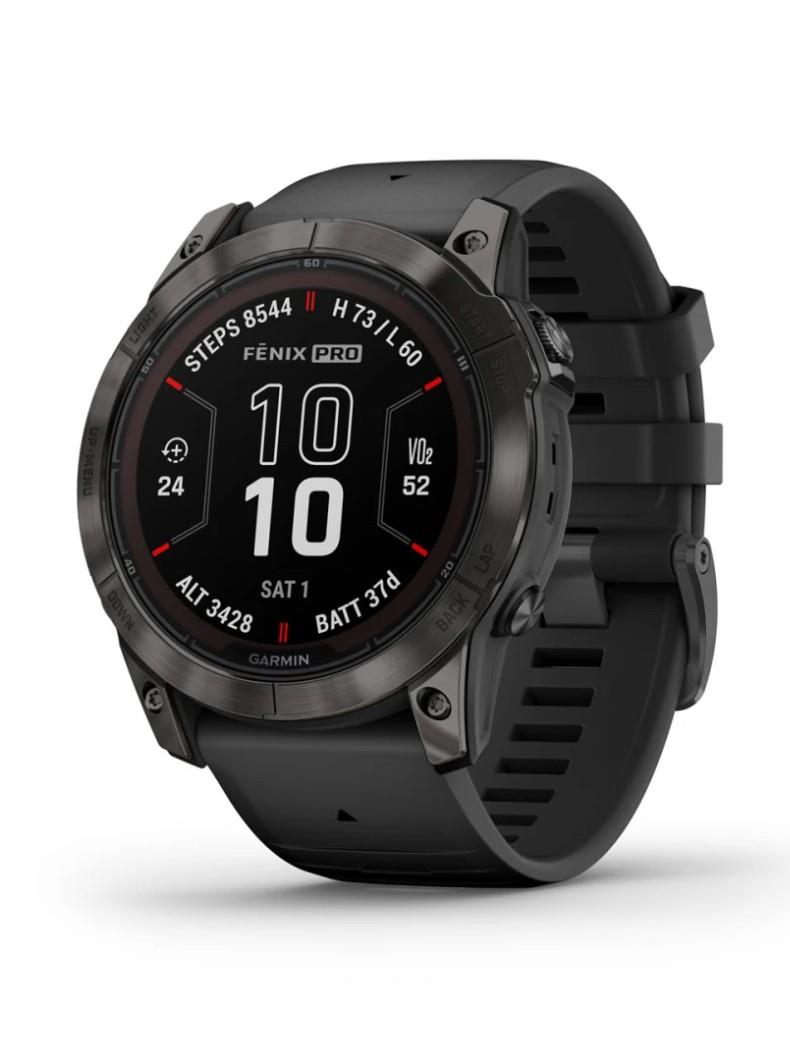 Garmin FĒNIX&reg; 7X Pro &ndash; 51 MM Sapphire Solar Edition Carbon Gray DLC Titanium con cinturino Black Ref. 010-02778-11 - GARMIN