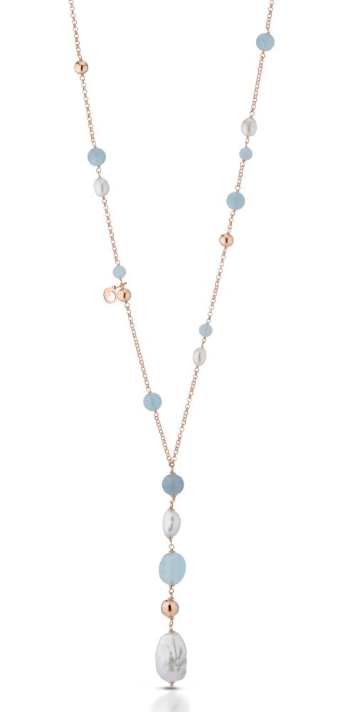 Le Lune Gioielli - Collana con Perle e Acquamarina Ref. LGNK228 - LE LUNE