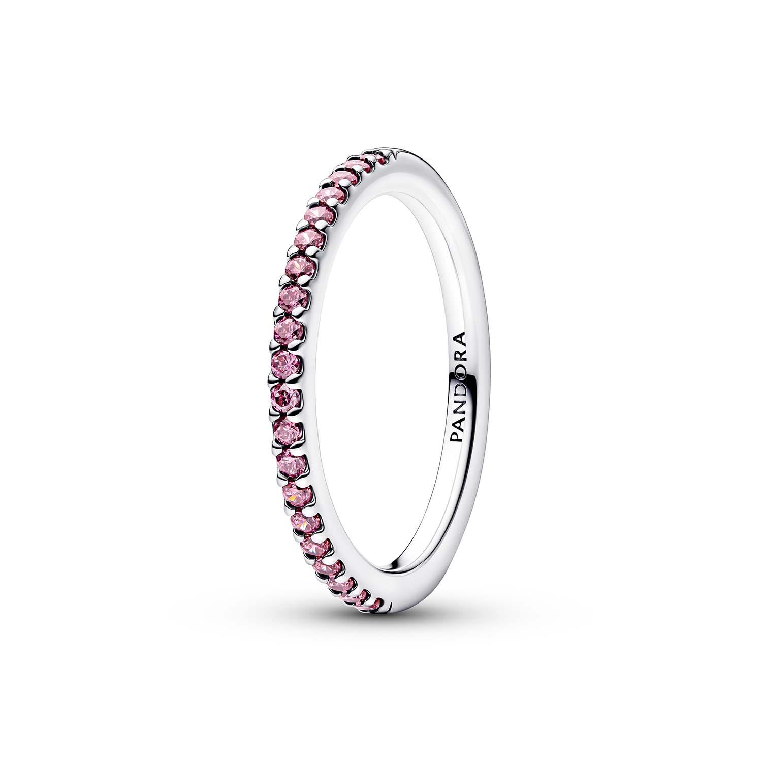 Pandora - Anello Pav&egrave; Fascia Sottile Rosa Ref. 192999C02-56 - PANDORA