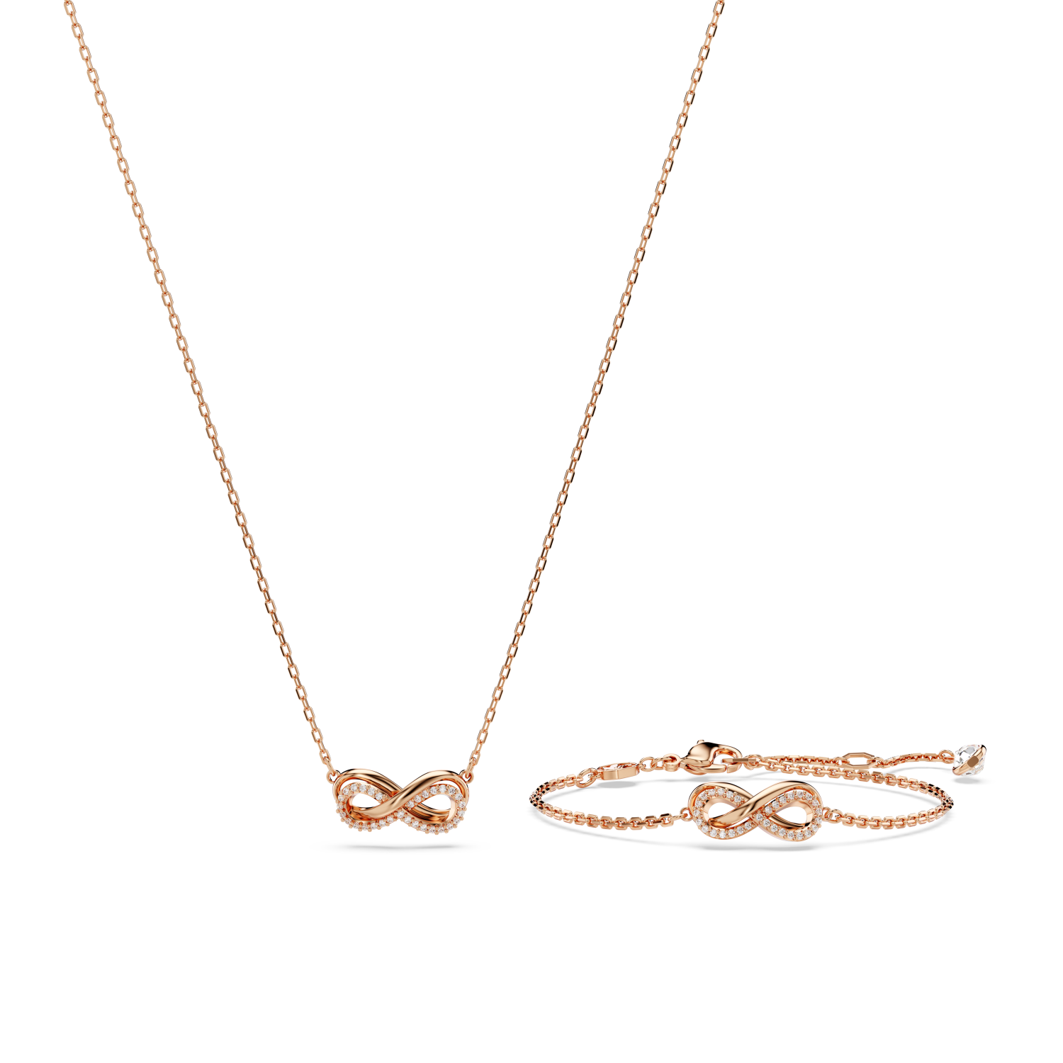 Swarovski - Set Hyperbola, Infinito, Bianco, Placcato color oro rosa Ref. 5682483 - SWAROVSKI