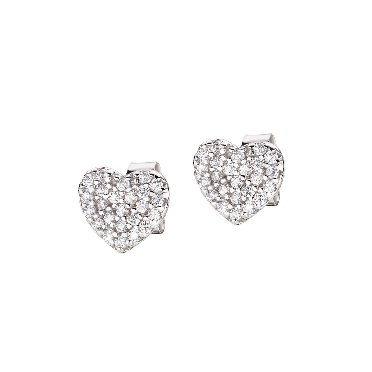 Orecchini "Cuore" in Argento con Zirconi - Amen Collection Ref. EHBBZ - AMEN