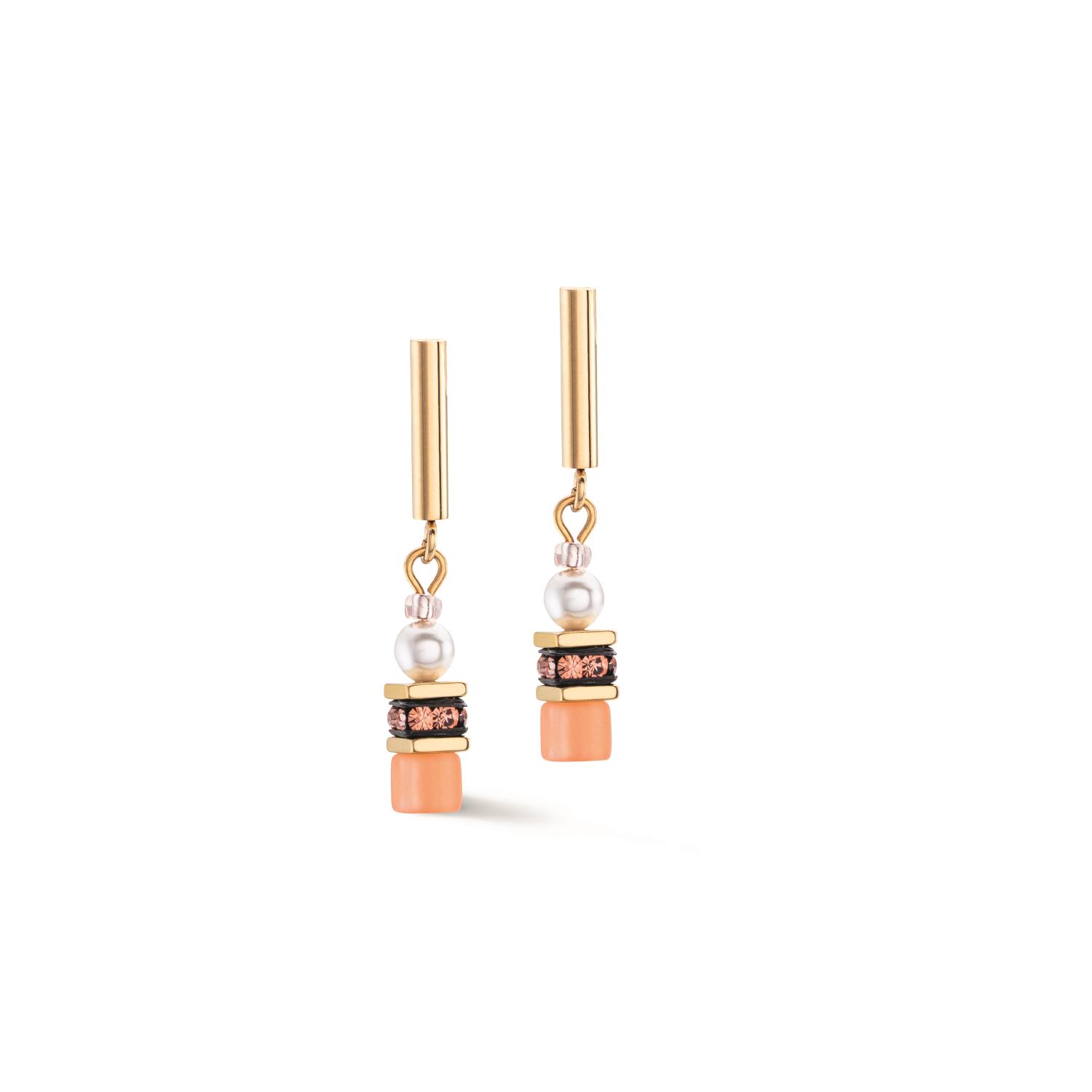 Coeur De Lion - Orecchini GeoCUBE® Mini Fusion Pearls Apricot Crush Ref. 4087/21-0230 - CDL