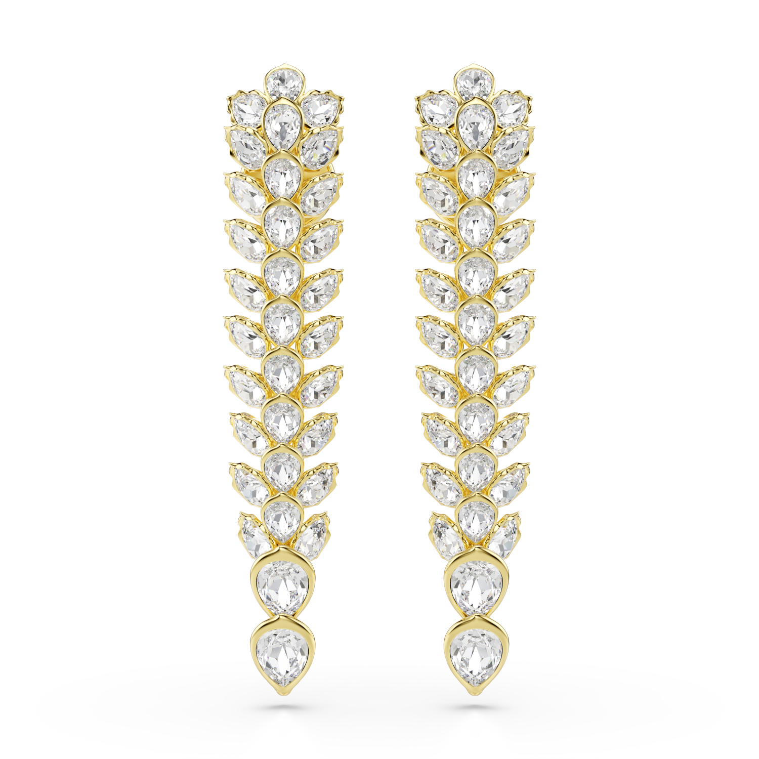 Swarovski - Orecchini pendenti Idyllia, Taglio misto, Lunghi, Bianchi, Placcato color oro Ref. 5723138 - SWAROVSKI