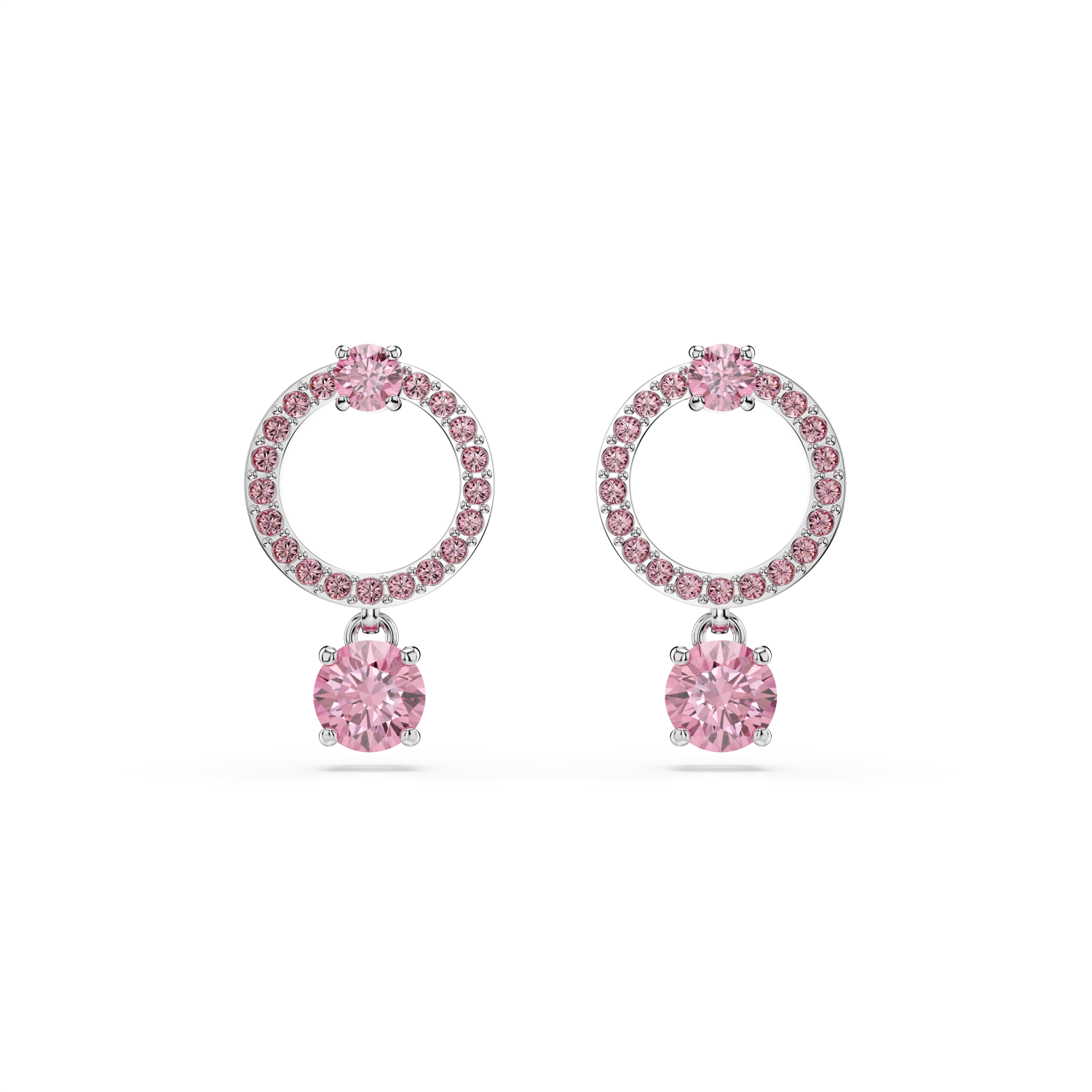 Swarovski - Orecchini pendenti Attract, Taglio Round, Rosa, Placcato rodio Ref. 5723565 - SWAROVSKI