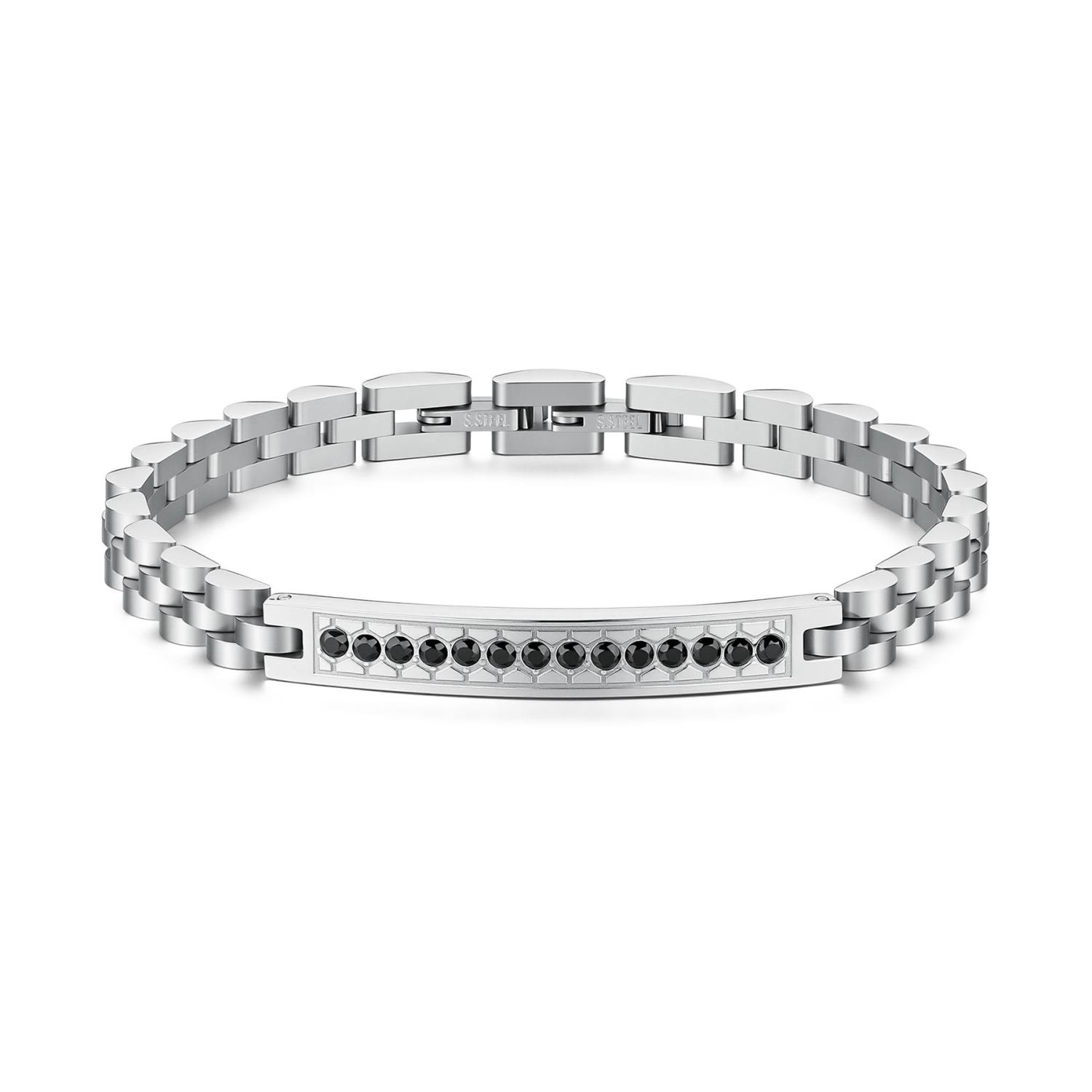 Brosway - Bracciale RIPTIDE in acciaio 316L, con barra centrale, con zirconi neri Ref. BTD062 - BROSWAY