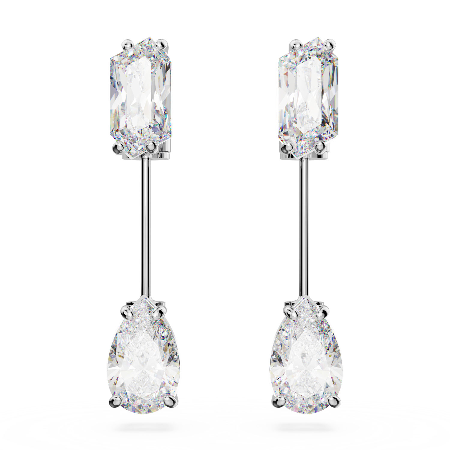 Swarovski - Orecchini a barra Mesmera, Taglio misto, Bianchi, Placcato rodio Ref. 5661682 - SWAROVSKI