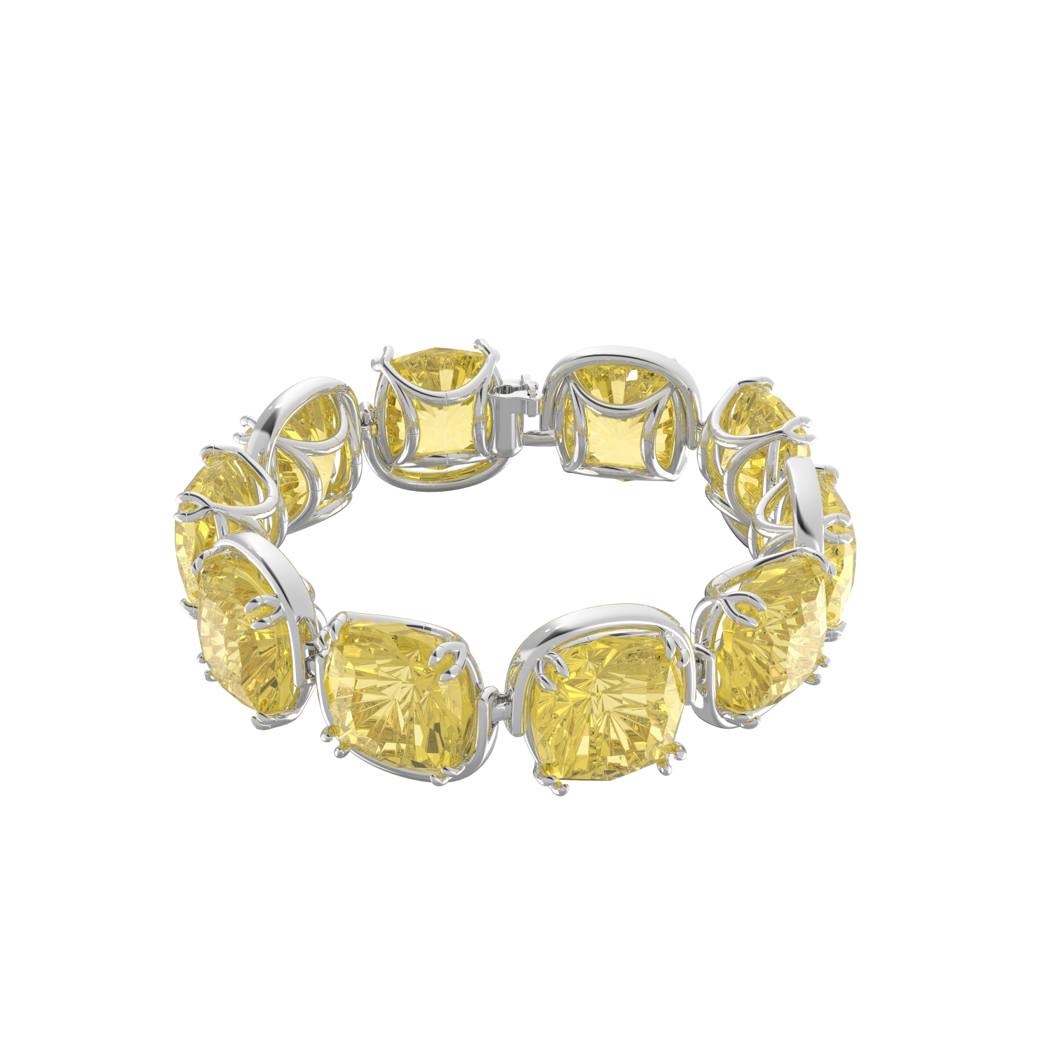 Swarovski - Braccialetto Harmonia, Taglio Cushion, Giallo, Placcato rodio Ref. 5616513 - SWAROVSKI