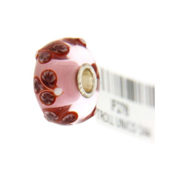 Trollbeads Unico in Vetro - OOAK Original Trollbeads  Rosa con fiori Rif. UNICO 14A - TROLLBEADS