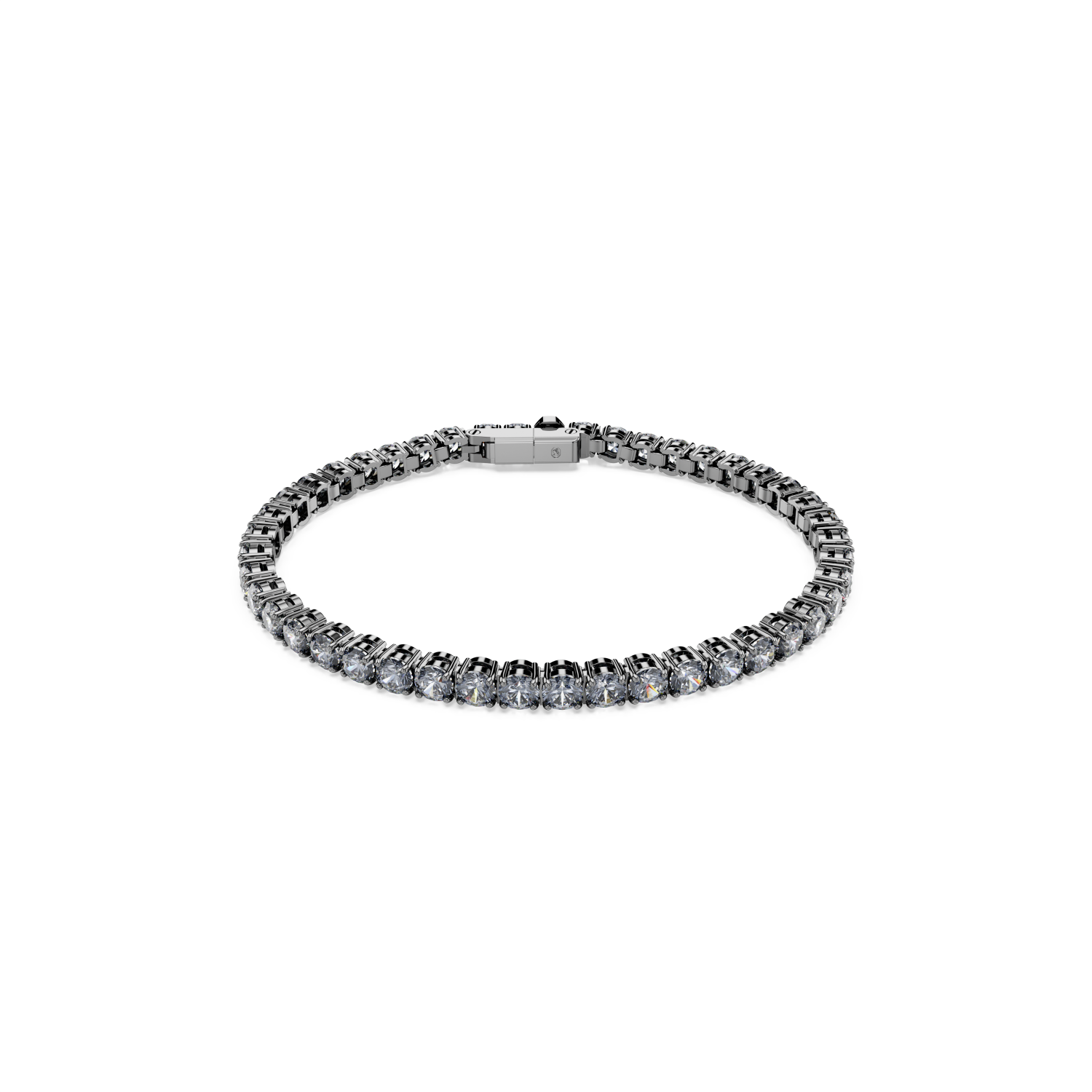 Swarovski - Braccialetto Matrix Tennis, Taglio Round, Grigio, Placcato rutenio Ref. 5693929 - SWAROVSKI