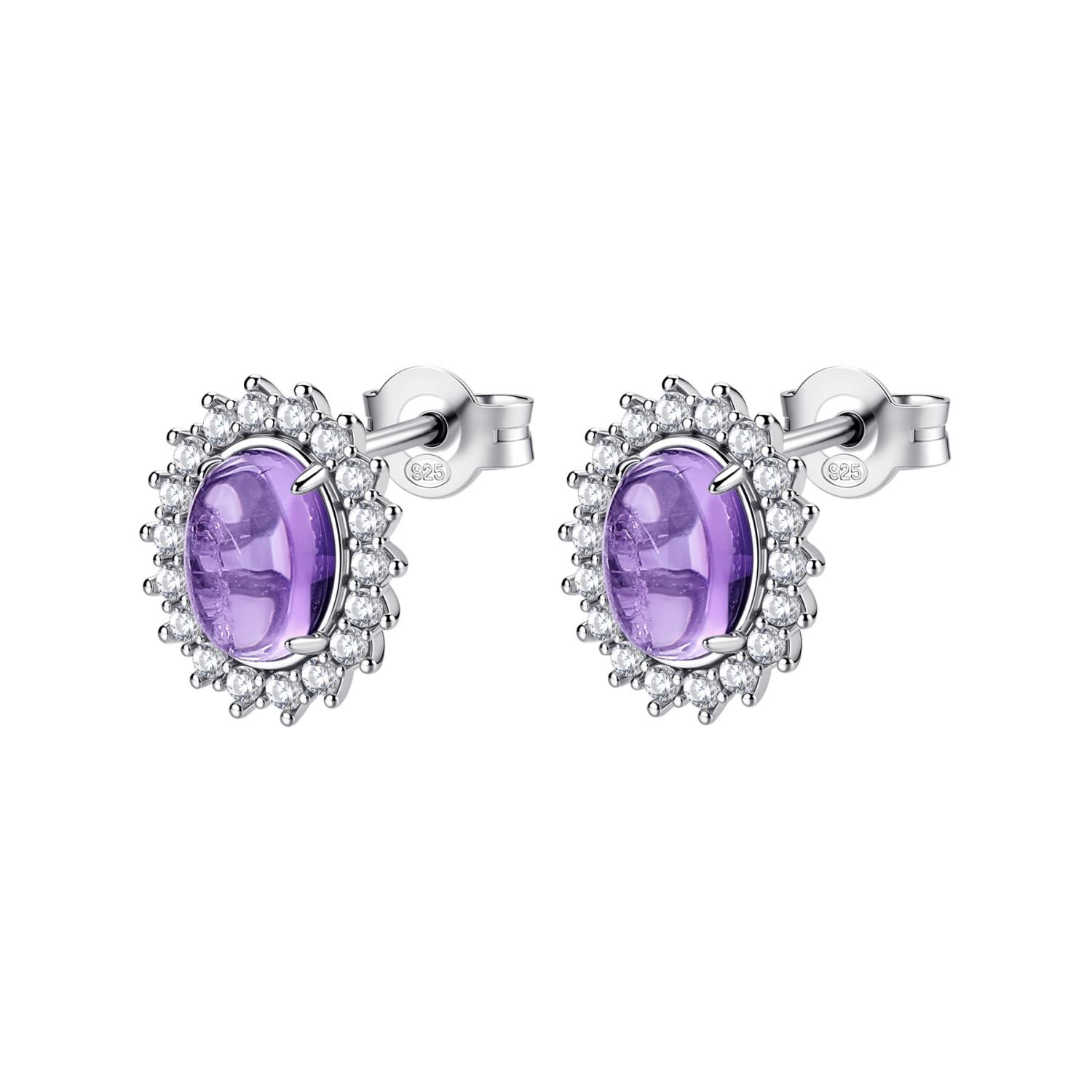 Brosway  - Orecchini al lobo Kate FANCY in argento 925/1000 rodiato, con ametista e cubic zirconia white Ref. FMP129 - BROSWAY