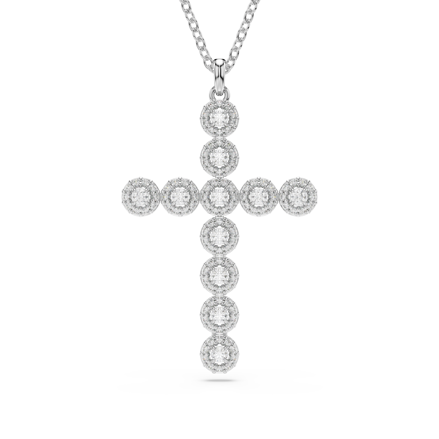 Swarovski - Pendente Insigne, Taglio misto, Croce, Bianco, Placcato rodio Ref. 5675573 - SWAROVSKI